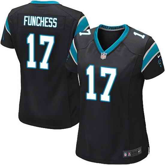 Nike Panthers #17 Devin Funchess Black Team Color Women Stitched NFL Jersey